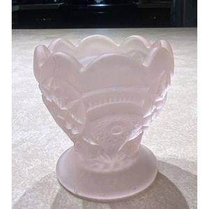 Imperial Lenox Satin Glass Pink Coddle Egg Cup Candle Holder 3” Easter Vintage